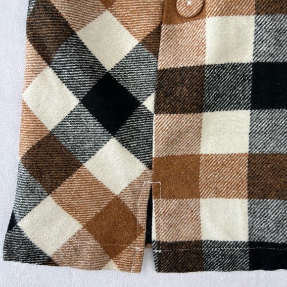 Forever 21 Wool Blend Plaid Mini Skirt Small Brown Button Detail Lined - Picture 4 of 9